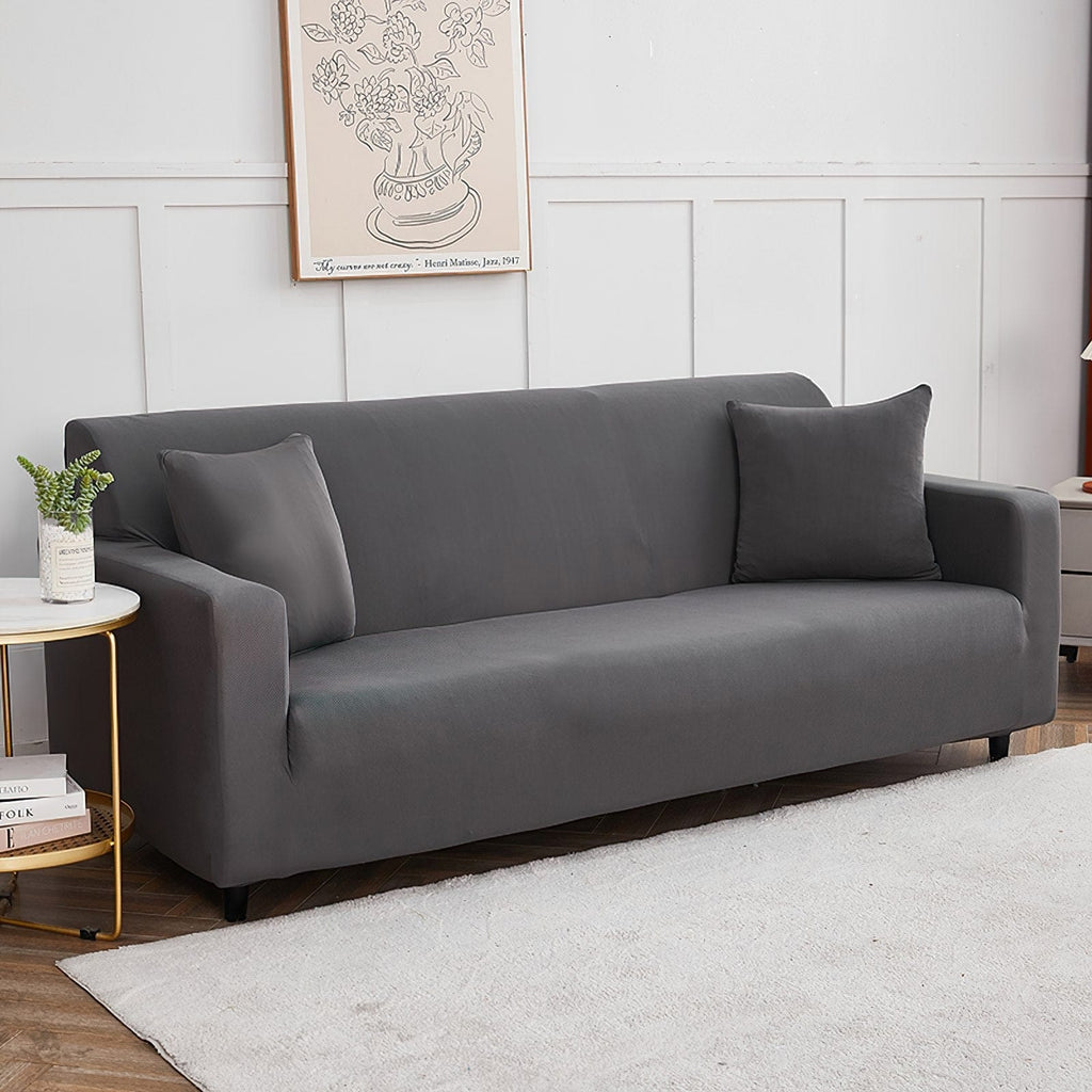 Grau Plain Farbe Elastische Stretch Sofa Abdeckung Notwendigkeit